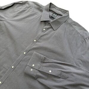 Armani Exchange Button Down Shirt Mens XL Grey Micro Stripe Slim Fit Long Sleeve